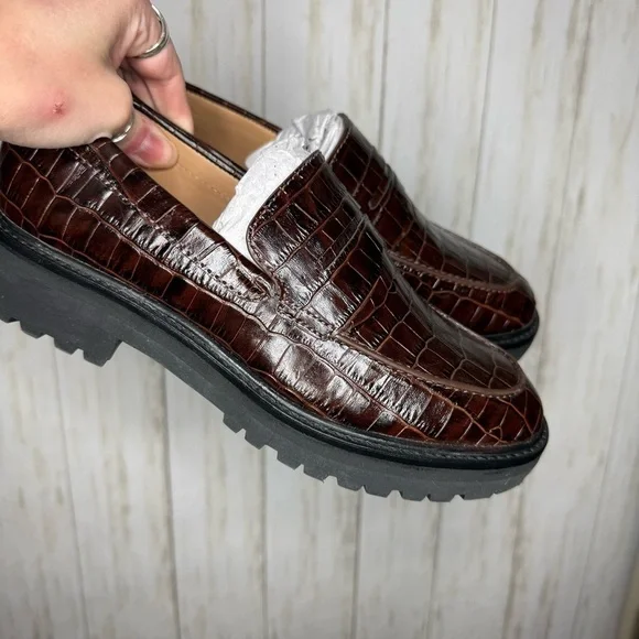 Everlane Lug Loafer NWOB Brown Crocodile Pattern Loafers - Picture 9 of 10